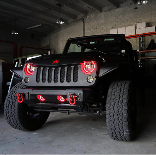 Oracle Lighting 07-09 Jeep Wrangler JK Pre-Assembled LED Halo Fog Lights -Red