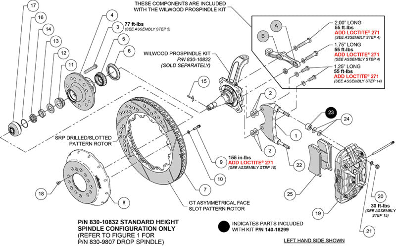 Wilwood 63-87 Chevy C10 XRS6R Front Big Brake Kit - 13.06in Slotted Rotor - Steel Pro Spindle - Red