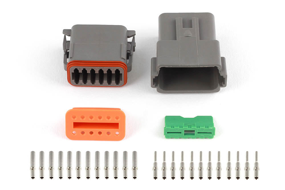 Plug and Pins Only - Matching Set of Deutsch DT-12 Connectors (DT06-12S + DT04-12P) - ( 13 Amp)
