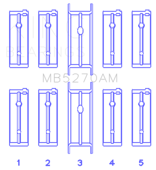 King Engine Bearings Chrysler 148/148 Turbo DOHC 16V/Jeep 148 DOHC 16V Main Bearing Set - Size STD