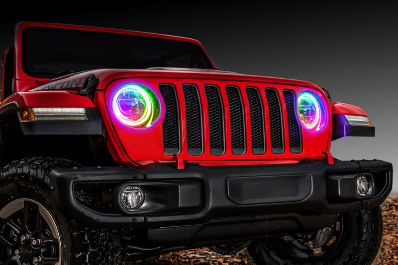Oracle Jeep Wrangler JL/Gladiator JT LED Surface Mount Headlight Halo Kit ColorSHIFT 2