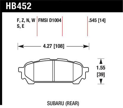 Hawk 03-05 WRX D1004 Performance Ceramic Street Rear Brake Pads