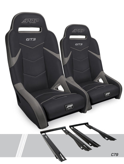Polaris RZR GT3 Suspension Seats Kit - Black Gray