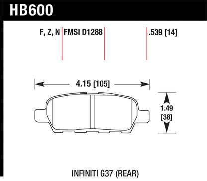 Hawk Infiniti G35 Sport/G37 / 08-10 Nissan Rogue / 07-09 Sentra SE-R / 10 Sentra SE-R M/T Performanc
