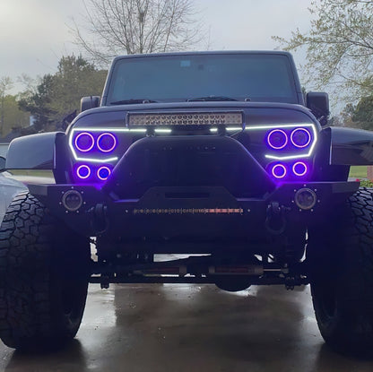 Oracle Vector Jeep Wrangler JK Grille Halo Kit - ColorSHIFT w/ Simple Controller