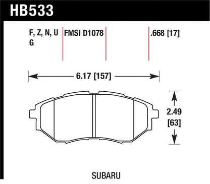 Hawk Subaru Tribeca / Legacy DTC-70 Race Front Brake Pads