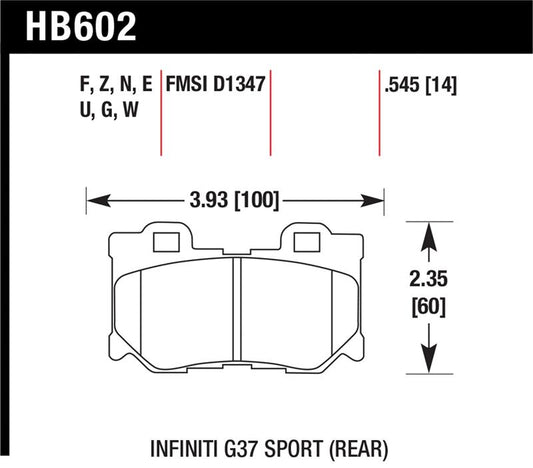 Hawk 10-11 Infiniti FX50 / 09-10 G37 / 09-10 Nissan 370Z DTC-70 Race Rear Brake Pads