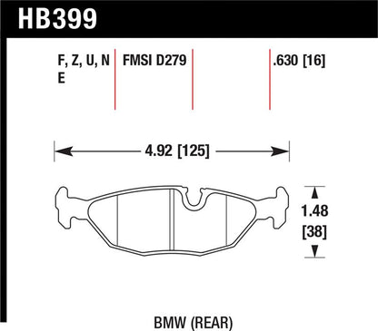 Hawk 91 BMW 318i E30 All DTC-70 Rear Brake Pads