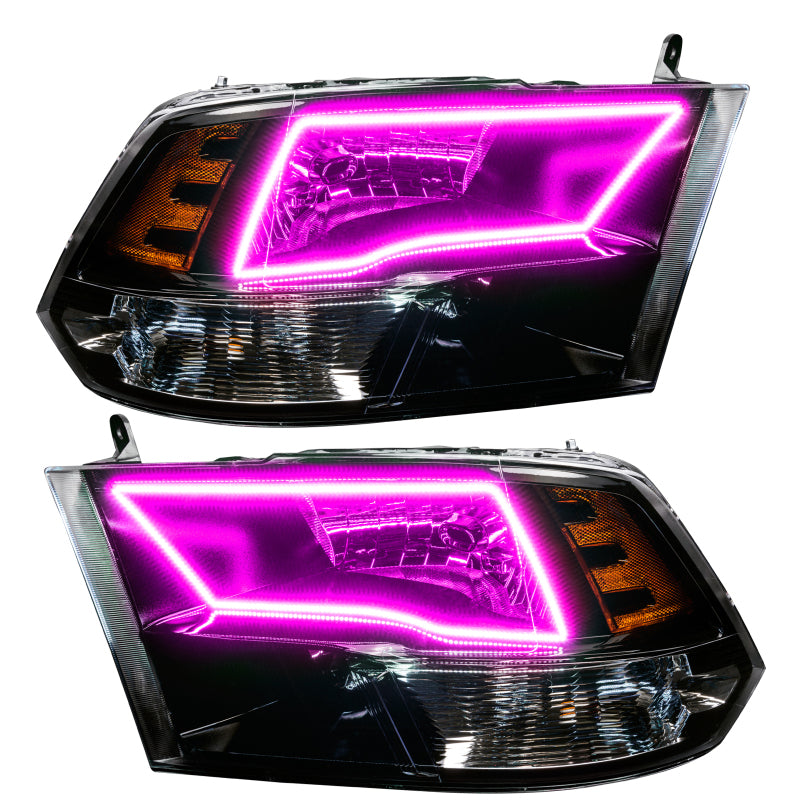 Oracle 09-17 RAM 1500 TRX/SLT Quad Pre-Assembled Headlights - Blk Housing - ColorSHIFT
