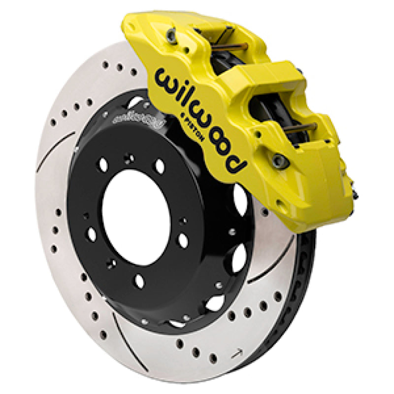 Wilwood 99-12 Porsche 911 (996/997) Aero6 Front Brake Kit Drill/Slot 14.00in Rotor W/Lines - Yellow