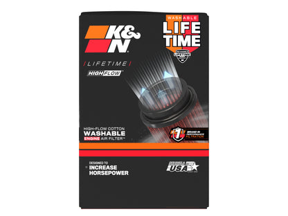 K&N Universal Custom Air Filter - Oval - Red - 51mm Neck Flange