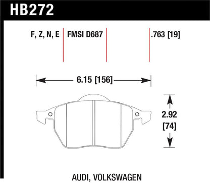 Hawk 00-06 Audi TT/00-06 TT Quattro 1.8L / 99-04 VW Golf GTI 2.8L Blue 9012 Race Front Brake Pads