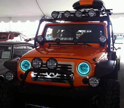 Oracle Jeep Wrangler JK 07-17 LED Waterproof Halo Kit - ColorSHIFT w/ 2.0 Controller
