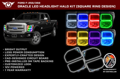 Oracle Ford F250/350 11-16 Halo Kit (Square Ring Design) - ColorSHIFT