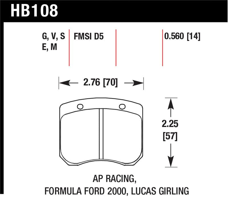 Hawk AP Racing/FF 2000 14mm DTC-60 Rear Race Brake Pads