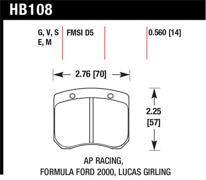 Hawk AP Racing/FF 2000 14mm DTC-60 Rear Race Brake Pads