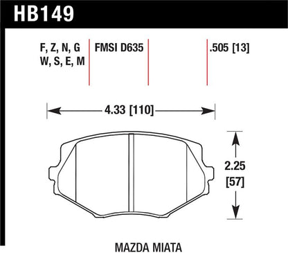 Hawk 94-05 Mazda Miata (NA/NB) Black Race Front Brake Pads