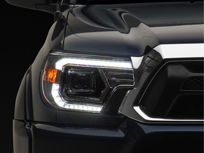 Raxiom 12-15 Toyota Tacoma Axial Series Switchback Projector Headlights- Chrome- Clear Lens