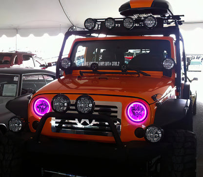 Oracle Jeep Wrangler JK 07-17 LED Waterproof Halo Kit - ColorSHIFT w/ Simple Controller