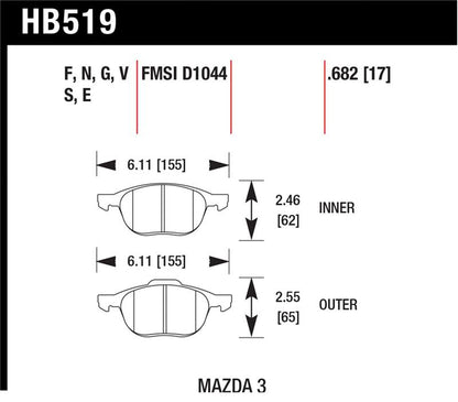 Hawk 2013-2014 Ford Escape (FWD Only) HPS 5.0 Front Brake Pads