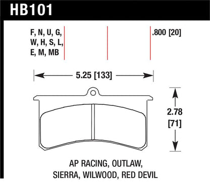 Hawk AP Racing Essex / Brakeman / CNC / Coleman / Outlaw / Wilwood HT-10 Race Brake Pads