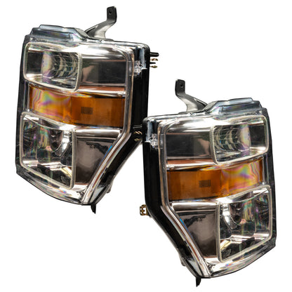 Oracle 08-10 Ford F250/350 Pre-Assembled Halo Headlights- Chrome Housing - w/o Controller