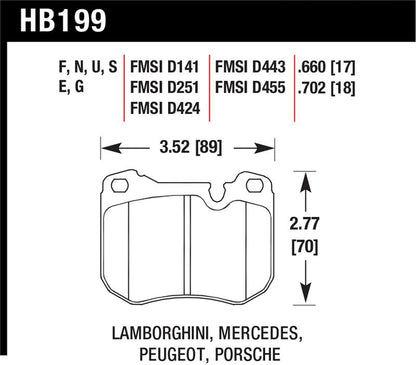 Hawk 86-89 Mercedes 560SL / 77-88 Porsche 924 / 78-81 928 / 83-89 944 HT-10 Front Race Brake Pads