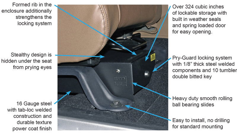 Tuffy Jeep Wrangler Jk Underseat Drawer Passenger W/ Keyed Lock