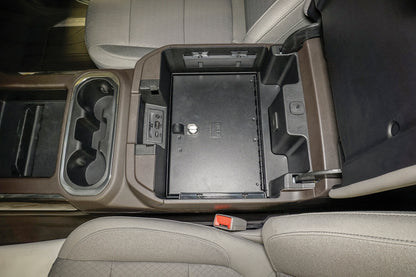 Tuffy Console Safe W/ Keyed Lock For Chevrolet Silverado And Gmc Sierra W/ Flow Thru Console
