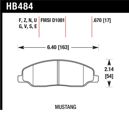 Hawk 2008-2009 Ford Mustang Bullitt 4.6 HPS 5.0 Front Brake Pads
