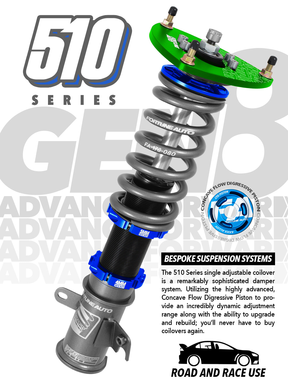 Fortune Auto 510 Series for Evolution 7, 8, 9 (CT9A) (2001 - 2007) - FA510CFD-EVO789