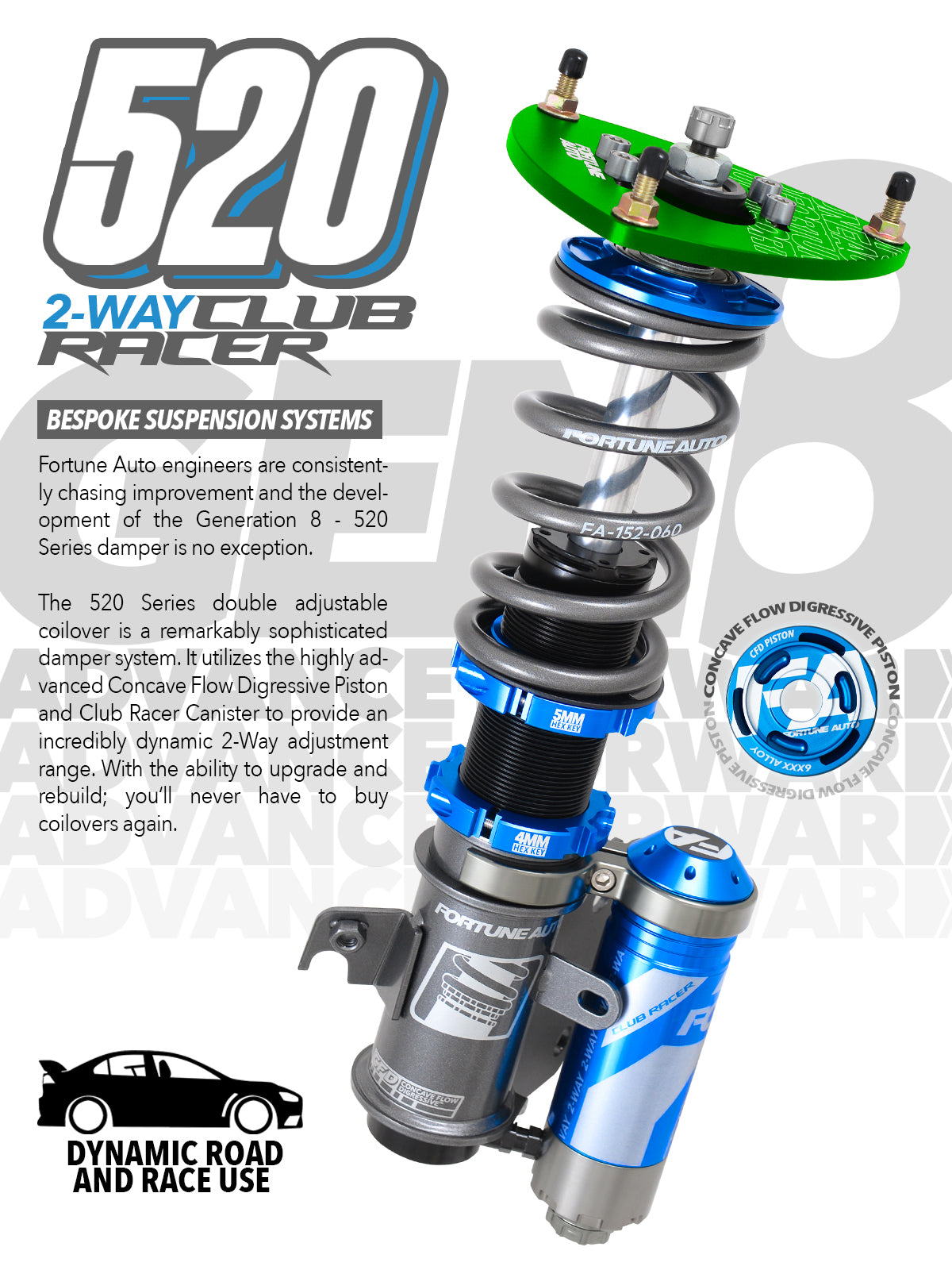 Fortune Auto 520CR Series for BRZ (ZC6) (Includes Front Endlinks) (2012 - 2020) - FA520CR-BRZ