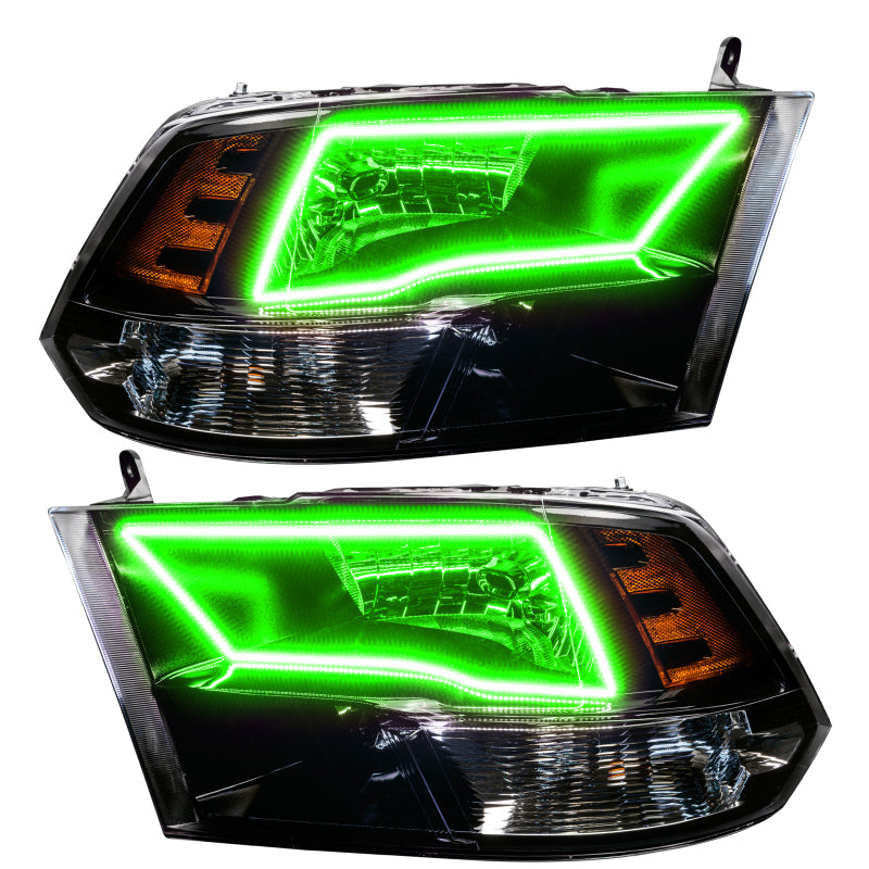 Oracle 09-17 RAM 1500 TRX Quad Pre-Assembled Headlights Blk Housing - w/ 2.0 Controller