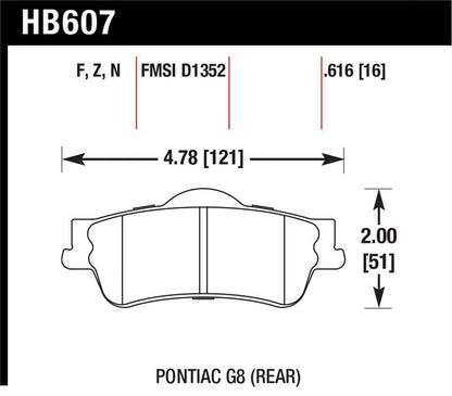 Hawk 08-09 Pontiac G8 3.6 Base/6.0 Performance Ceramic Street Rear Brake Pads