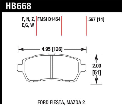 Hawk 2011-2014 Ford Fiesta S Sedan HPS 5.0 Front Brake Pads