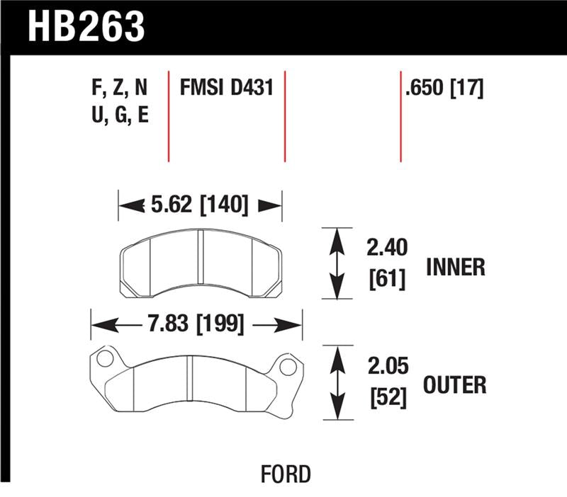 Hawk 1987-1993 Ford Mustang GT 5.0 HPS 5.0 Front Brake Pads