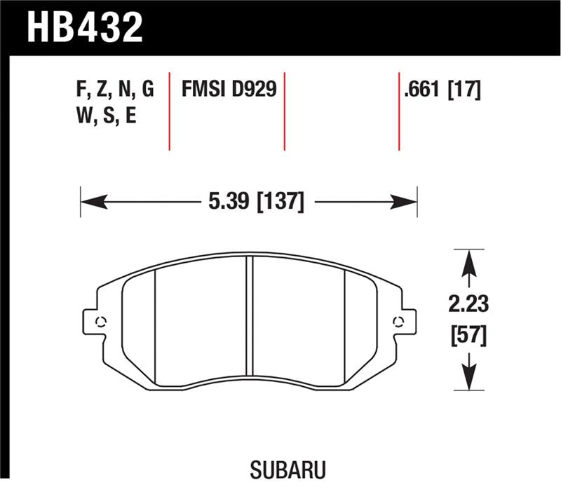 Hawk 03-05 WRX / 08 WRX D929 DTC-60 Race Front Brake Pads