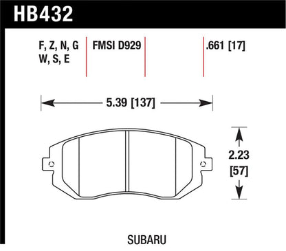 Hawk 03-05 WRX / 08 WRX D929 DTC-60 Race Front Brake Pads