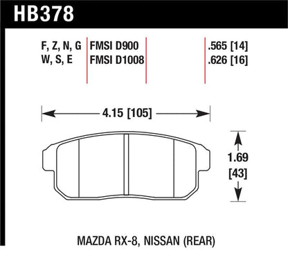 Hawk 03-07 RX8 Blue 9012 Race Rear Brake Pads D1008