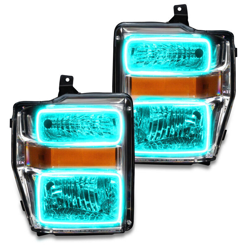 Oracle 08-10 Ford F250 Pre-Assembled Halo Headlights - Chrome Housing - w/ 2.0 Controller