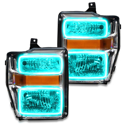 Oracle 08-10 Ford F250 Pre-Assembled Halo Headlights - Chrome Housing - w/ 2.0 Controller