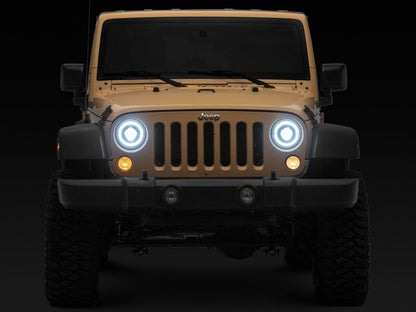 Raxiom 18-26 Jeep Wrangler JL/ 20-26 Gladiator JT HiOutput LED Hlights/Angel Eye DRL-Blk-Clear Lens