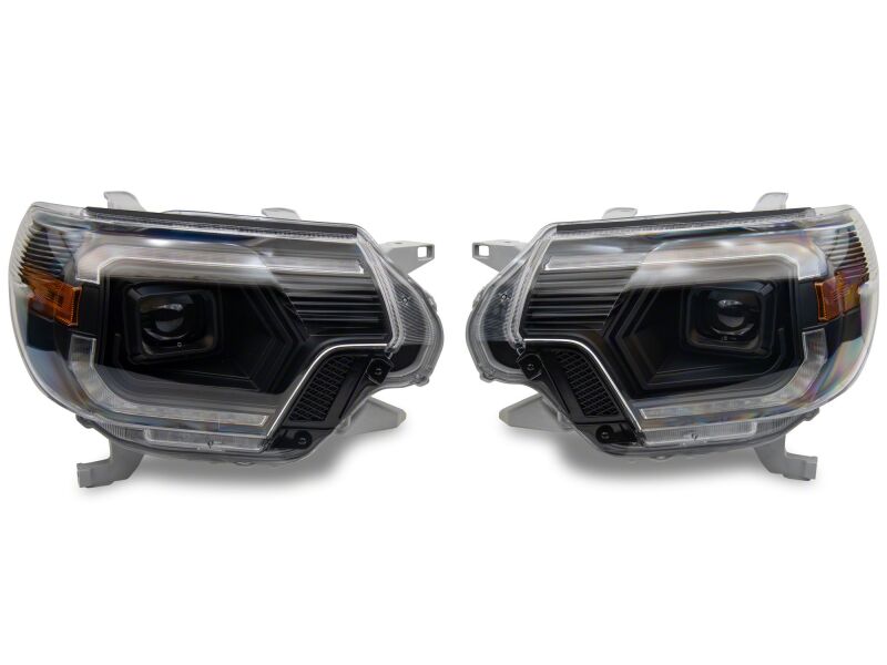 Raxiom 12-15 Toyota Tacoma Axial Series Switchback Projector Headlights- Black Housing- Clear Lens