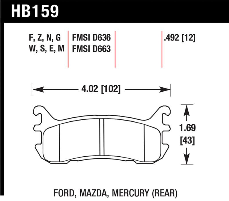 Hawk 94-97 & 99-03 Mazda Miata HT-10 Race Rear Brake Pads