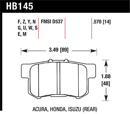 Hawk Acura / Honda HT-10 Race Rear Brake Pads