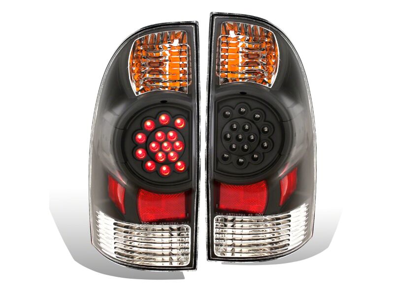 Raxiom 05-06 Toyota Tacoma LED Tail Lights- Black Housing- Red/Clear Lens