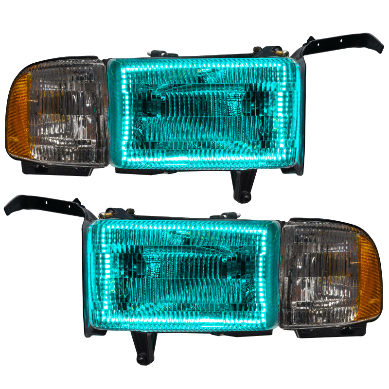 Oracle 94-02 Dodge Ram Pre-Assembled Halo Headlights - ColorSHIFT w/ Simple Controller