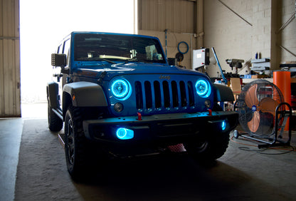 Oracle Jeep Wrangler JK 07-17 LED Waterproof Halo Kit - ColorSHIFT w/ Simple Controller