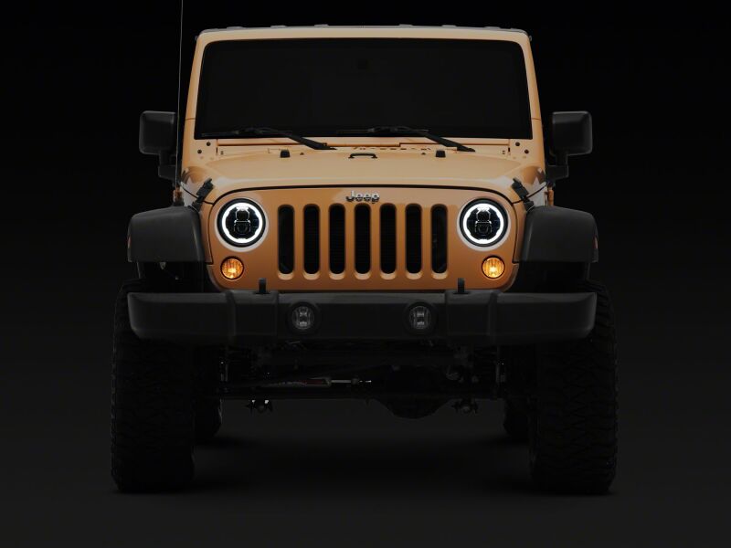 Raxiom 07-18 Jeep Wrangler Axial Series 7-Inch LED Headlights w DRL/ Black Housing - Clear Lens