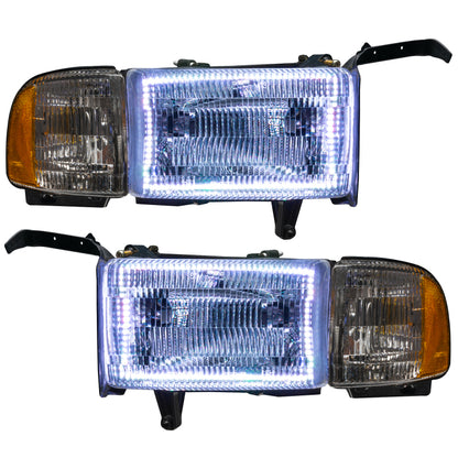 Oracle 94-02 Dodge Ram Pre-Assembled Halo Headlights - ColorSHIFT w/ Simple Controller